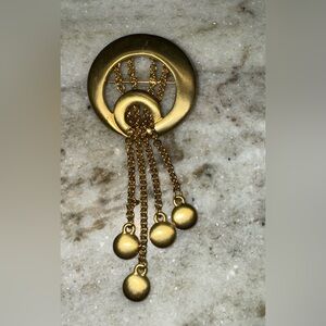 Vintage Signed TONA 4" Dangling Brooch